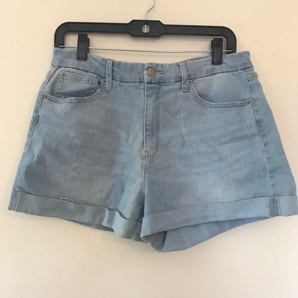 No Boundaries Jean Shorts Womens Blue Cuffed Light Wash Denim Juniors 13 New